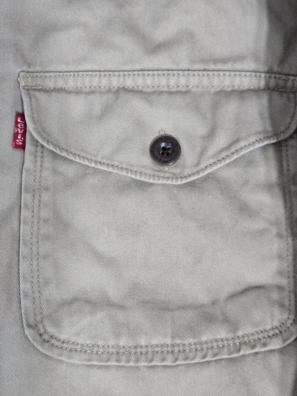 Vintage Y2K Levi's Sherpa Fleece Lined Button Up Shirt Jacket Shacket Mens L Tan